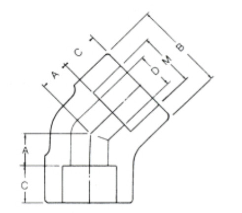 Stainless steel Elbow 45o, Cút 45 độ bằng thép không gỉ, vật liệu ASME SA182M F304, kết nối ren thẳng